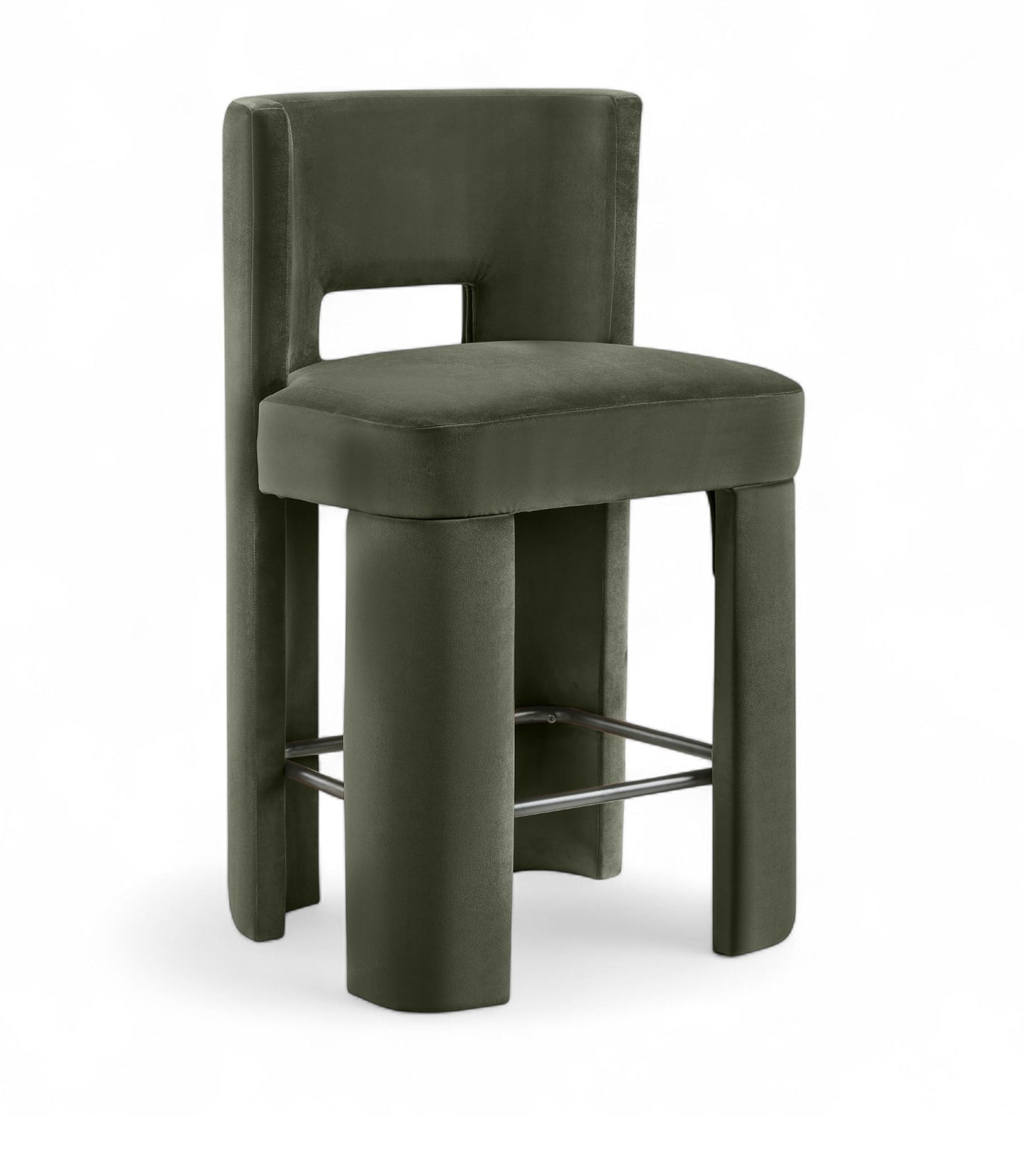 Zuno - Velvet Performance Fabric Upholstered Counter Stool (Set of 2)