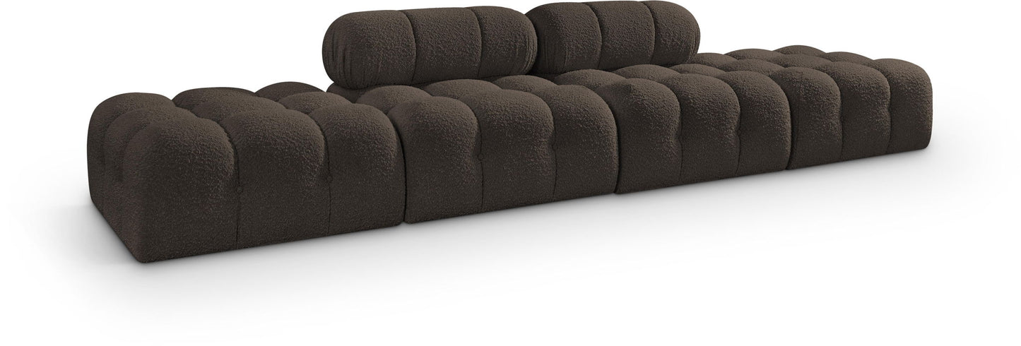 Ames - 4 Piece Boucle Upholstered Modular Sofa With 2 Backless Seats