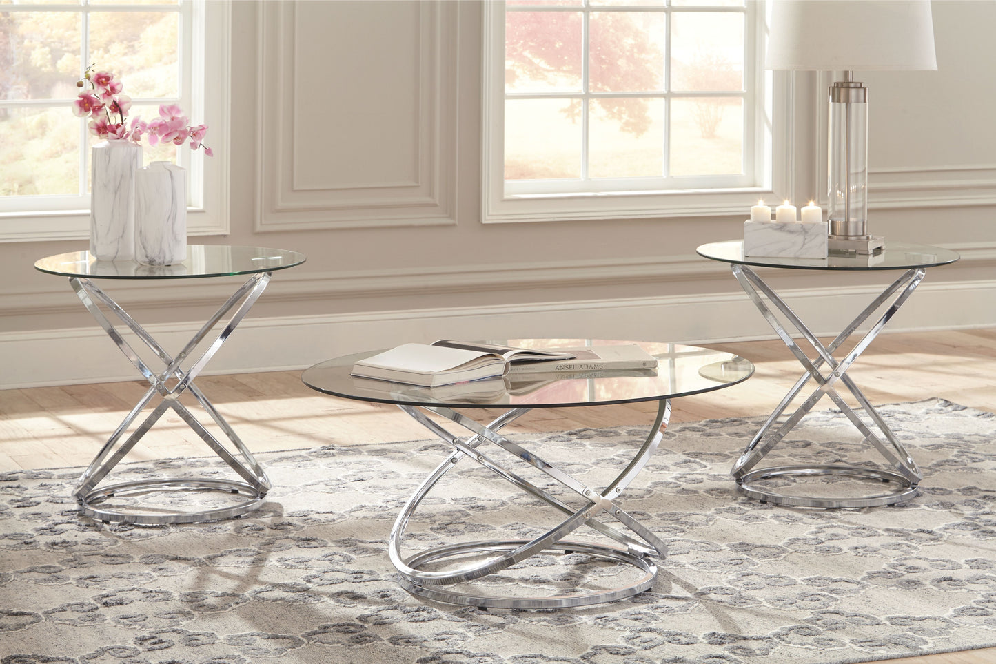 Hollynyx - Chrome Finish - Occasional Table Set (Set of 3)