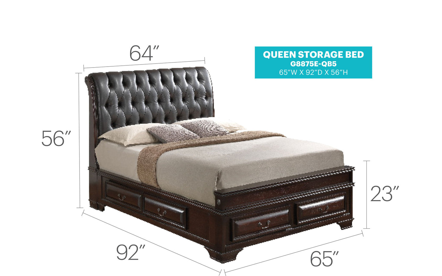 Glory Furniture - LaVita - Faux Leather Upholstered Storage Bed
