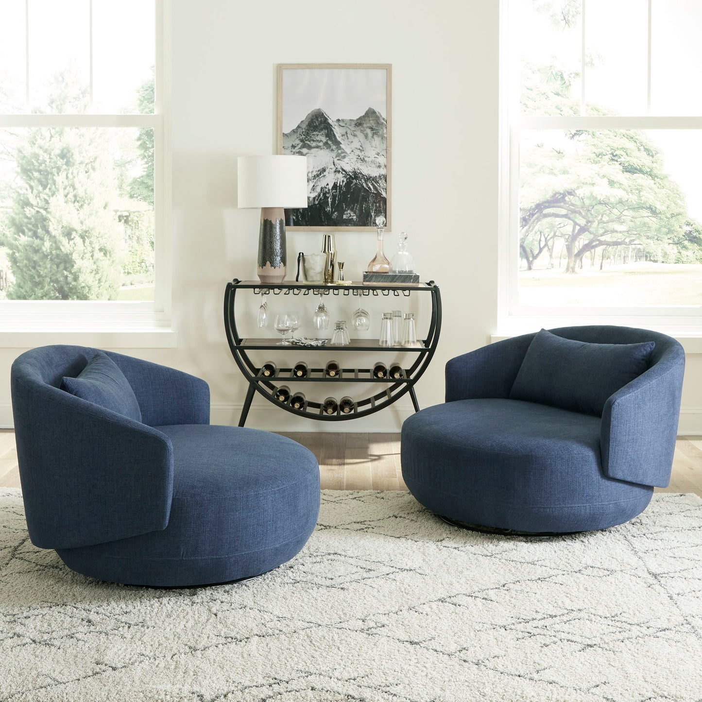 Haley - Upholstered Swivel Cuddler Chair