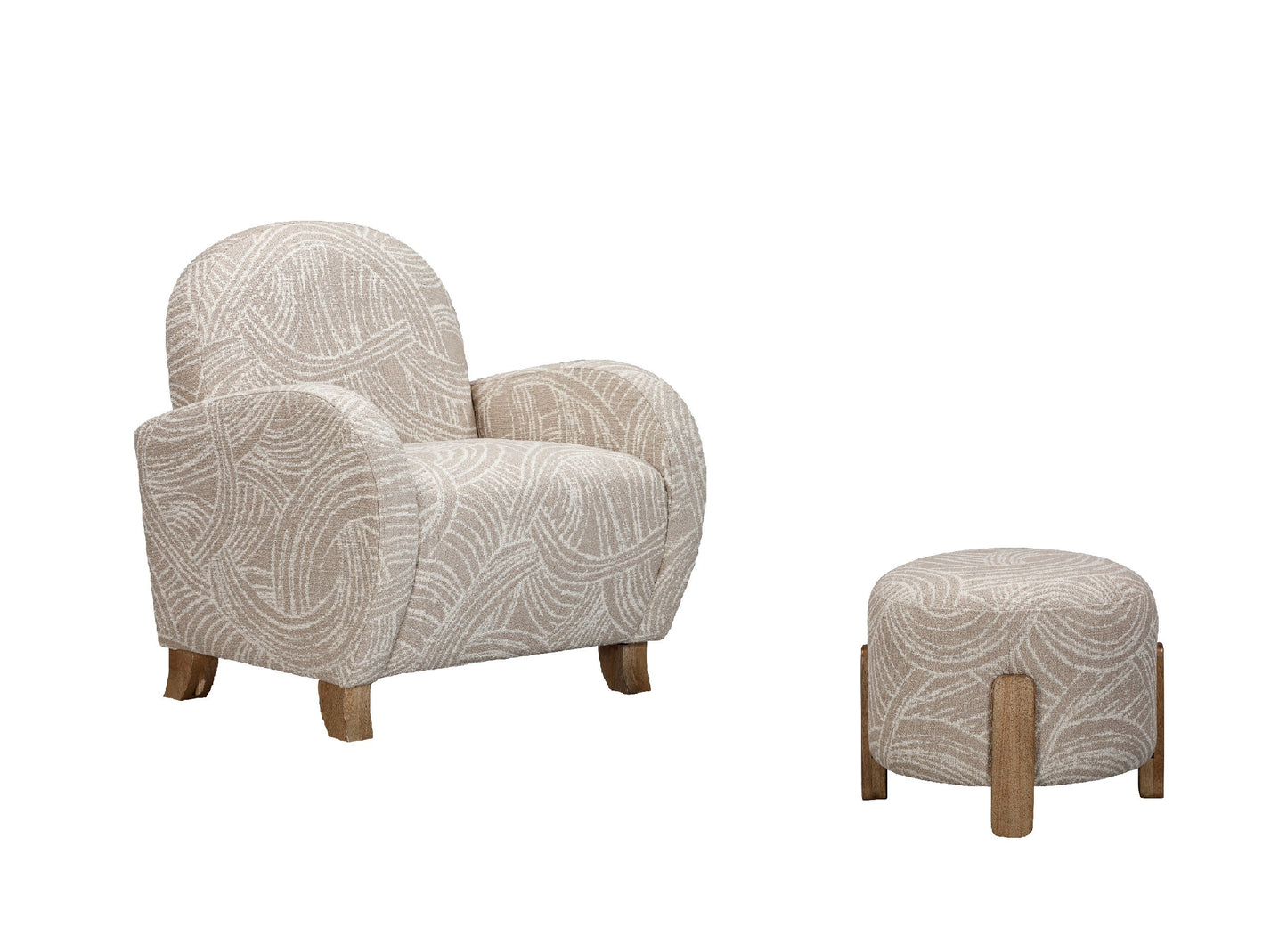 Willow - Accent Ottoman - Khaki Swirl
