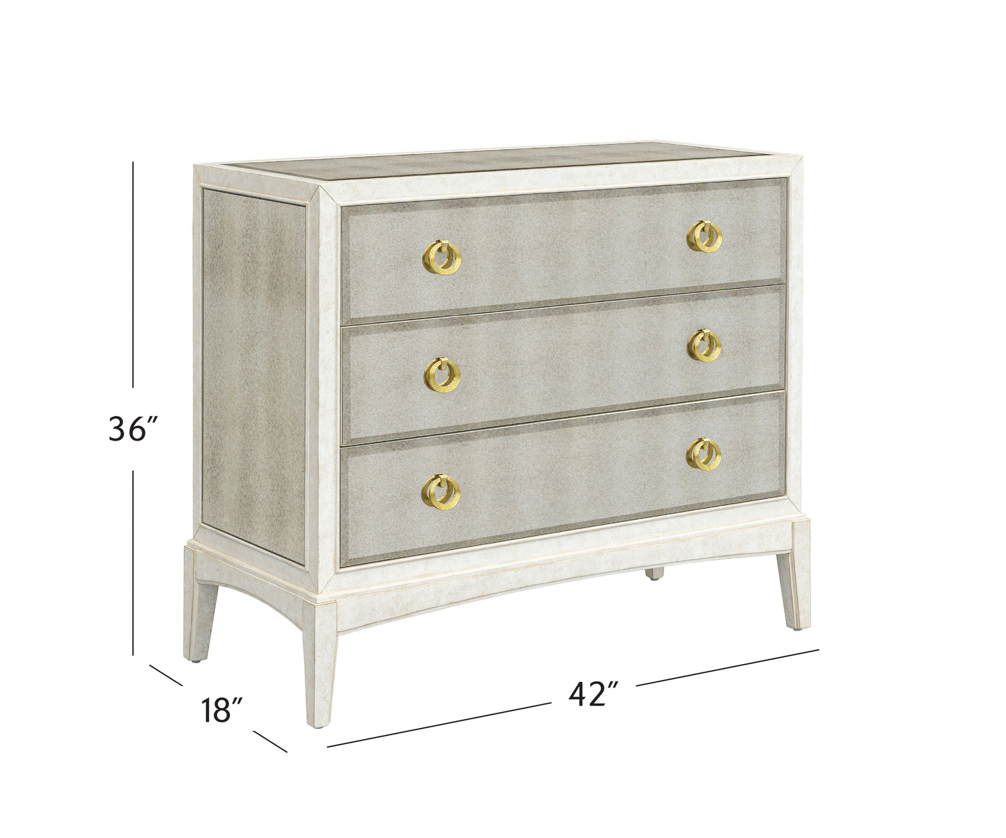 Bronze Mirror Glam Hall Chest - White