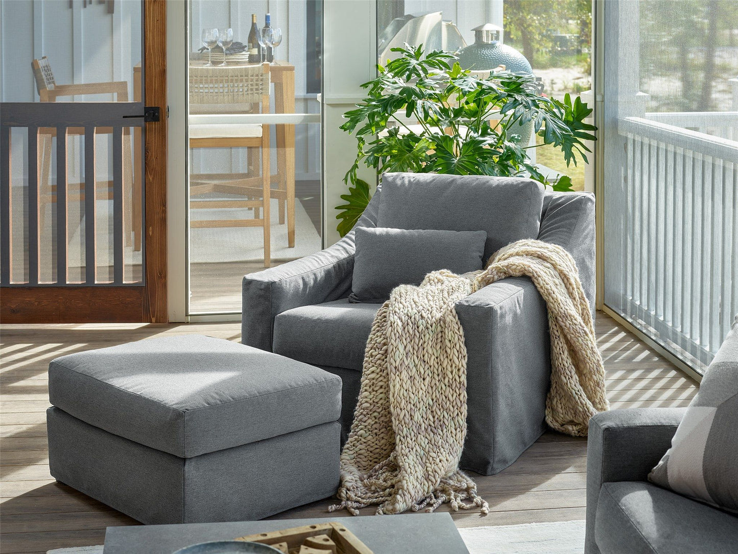 Coastal Living Outdoor / Brooke - Outdoor Ottoman, Special Order - Dark Gray