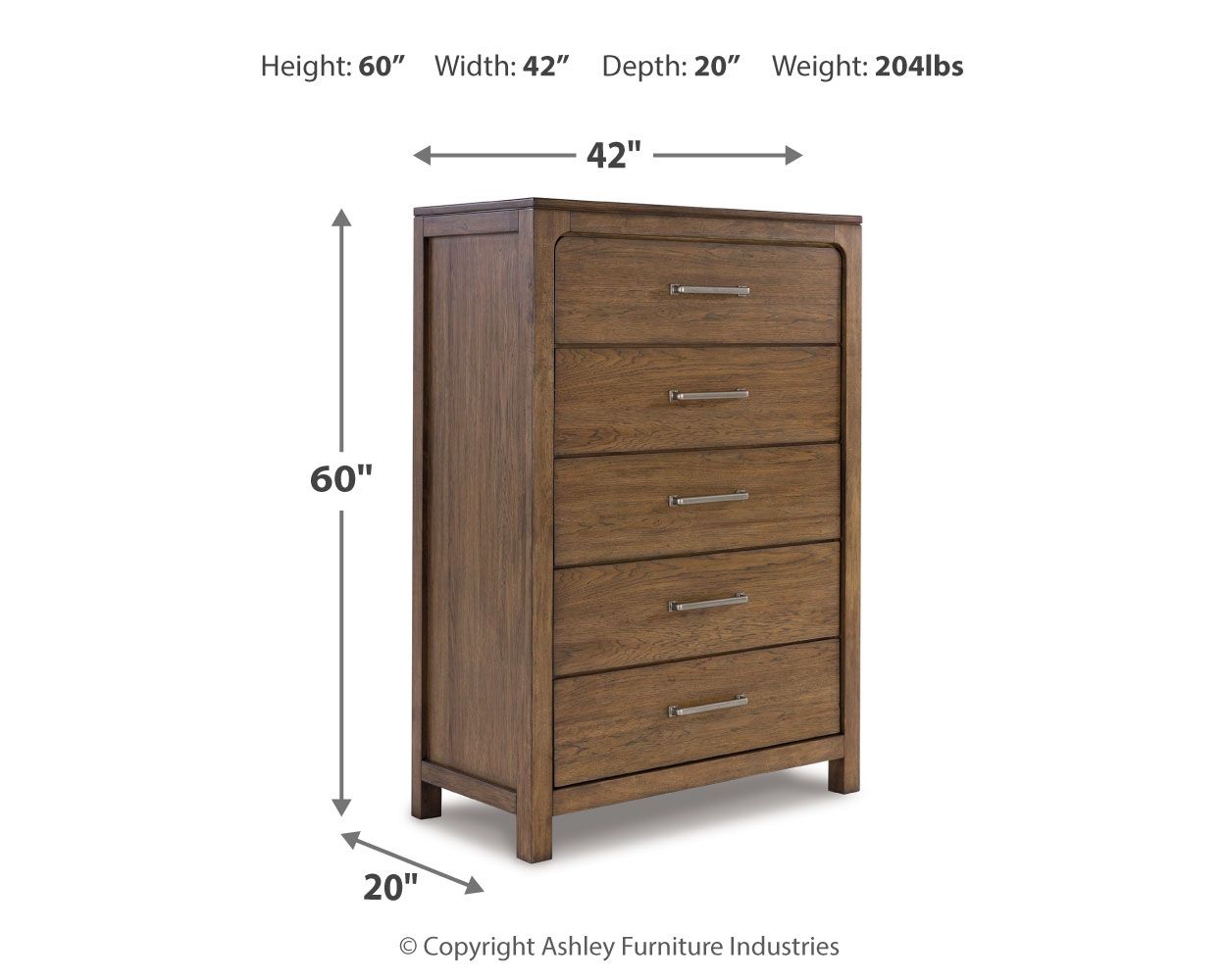 Cabalynn - Five Drawer Chest - Light Brown