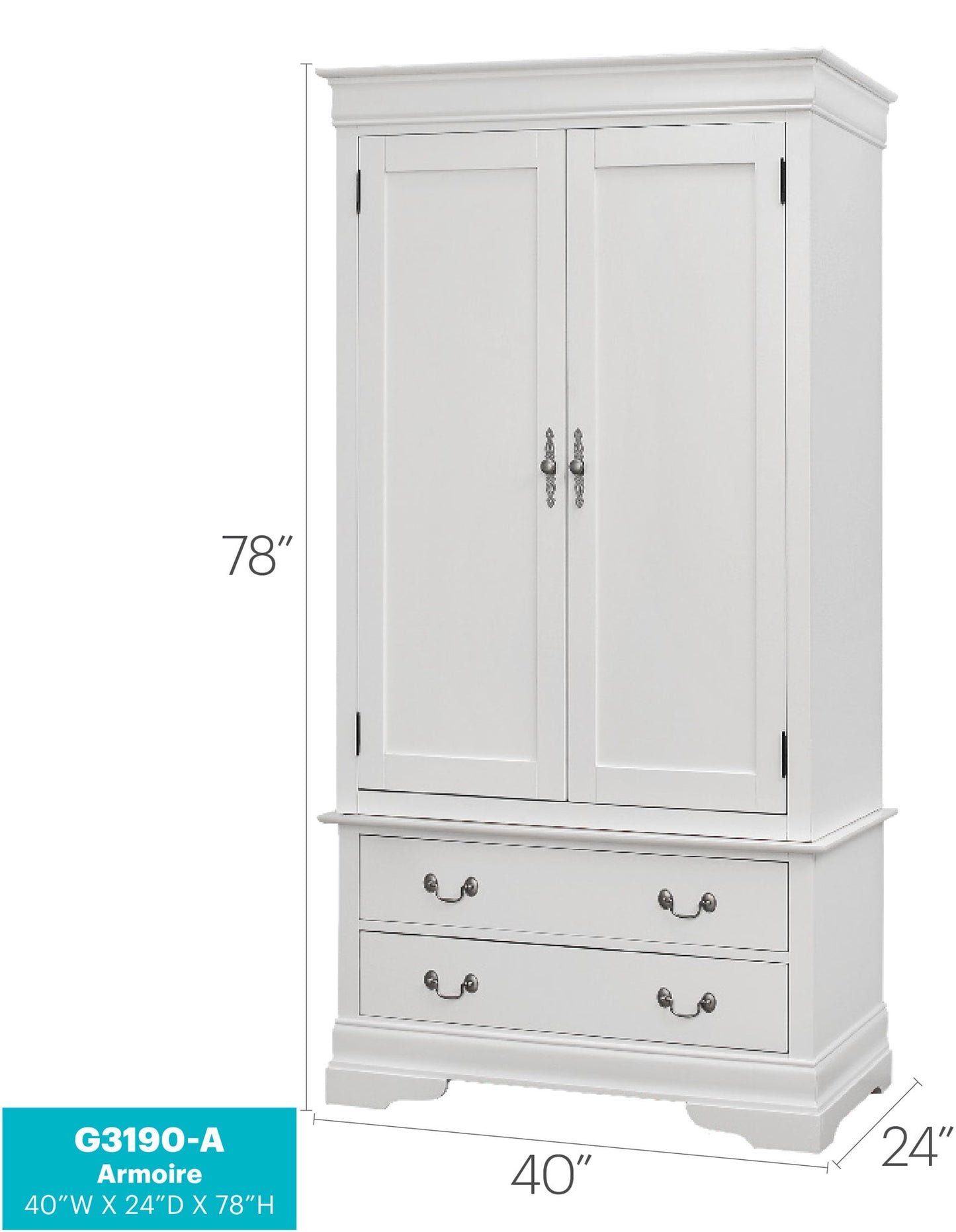 Glory Furniture - Louis Phillipe - Armoire