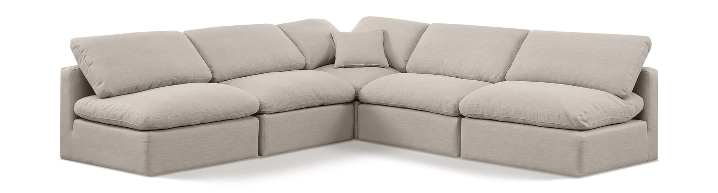 Indulge - Linen 5 Piece Modular Corner Armless Sectional