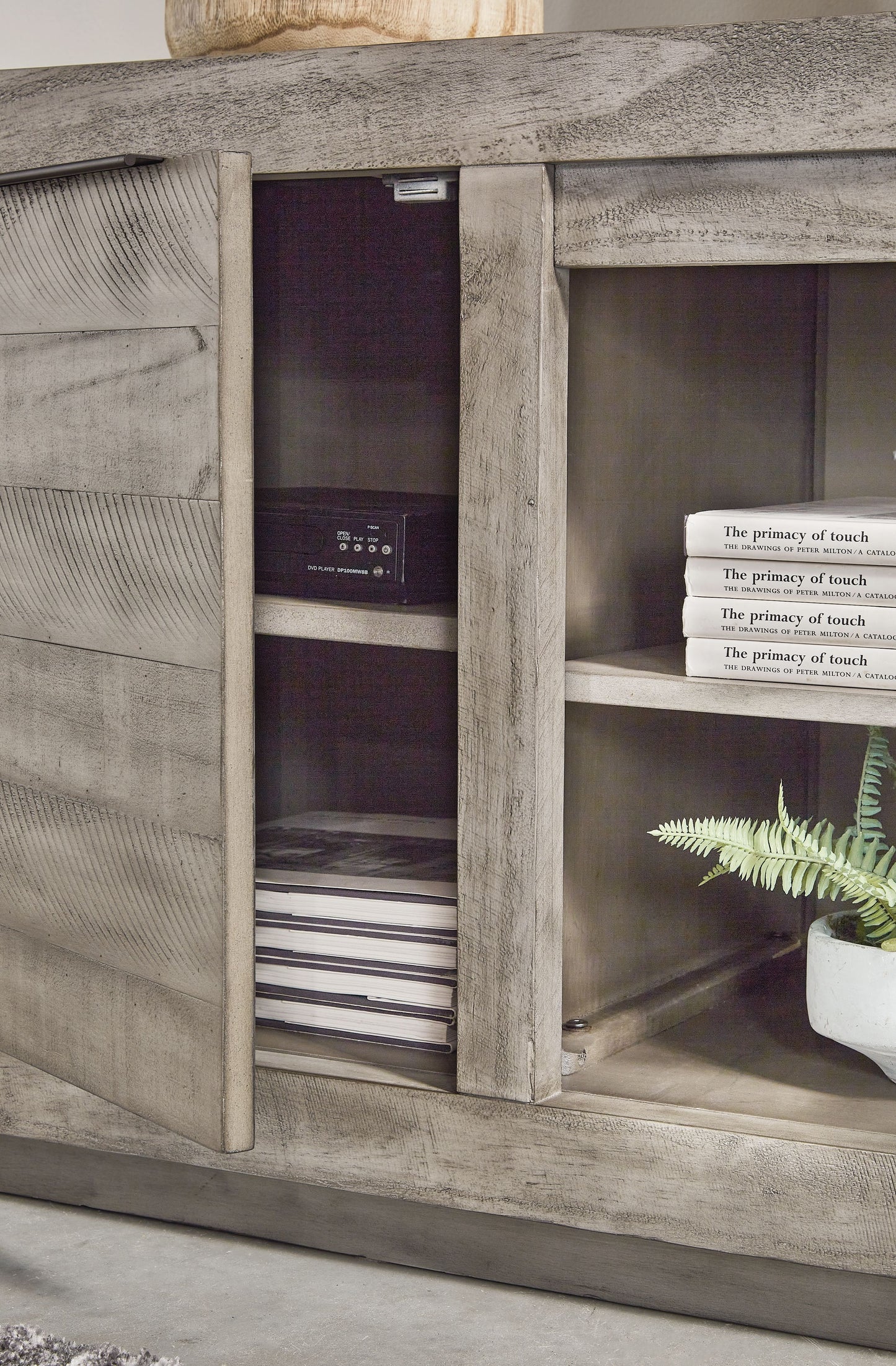 Naydell - 92" TV Stand with Wide Fireplace Insert - Gray