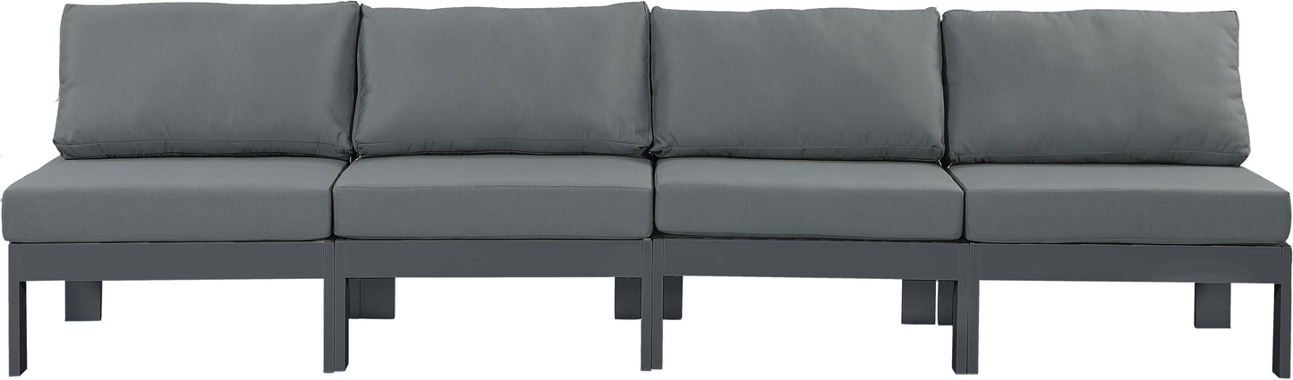 Nizuc - Outdoor Patio 4 Seat Armless Modular Sofa With Gray Frame