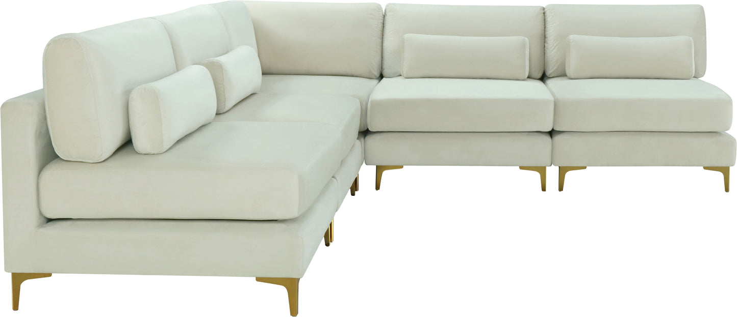 Julia - Modular Sectional 5 Piece - Cream - Fabric