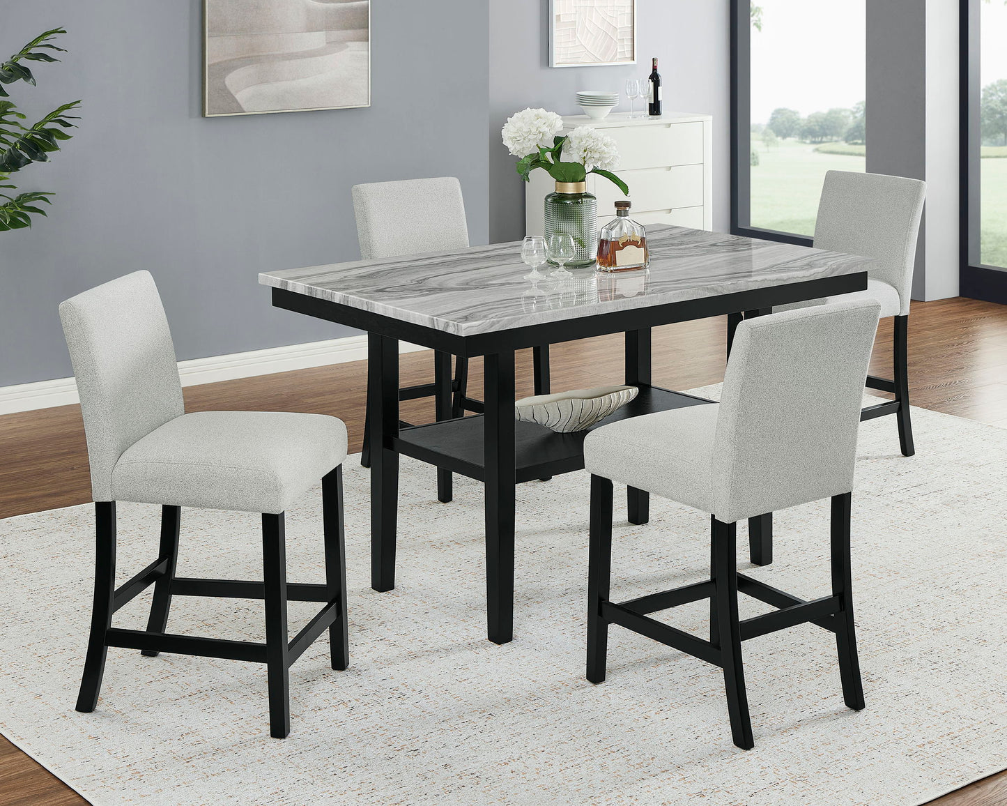 Marbel - Faux Marble Counter Height Set