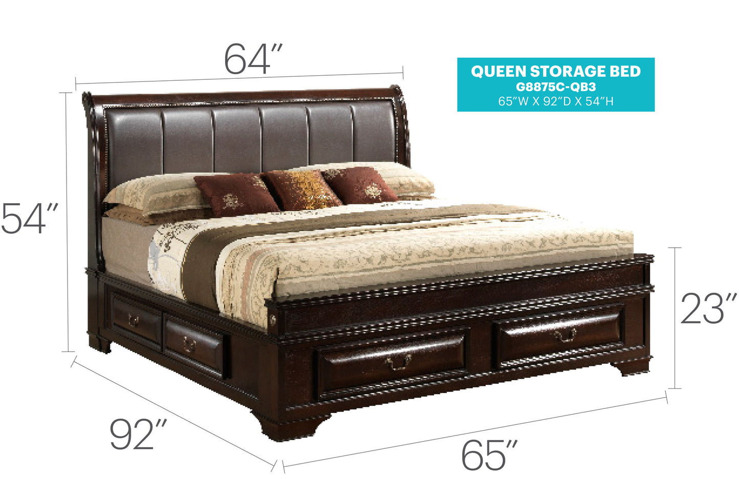 Glory Furniture - LaVita - Upholstered Storage Bed
