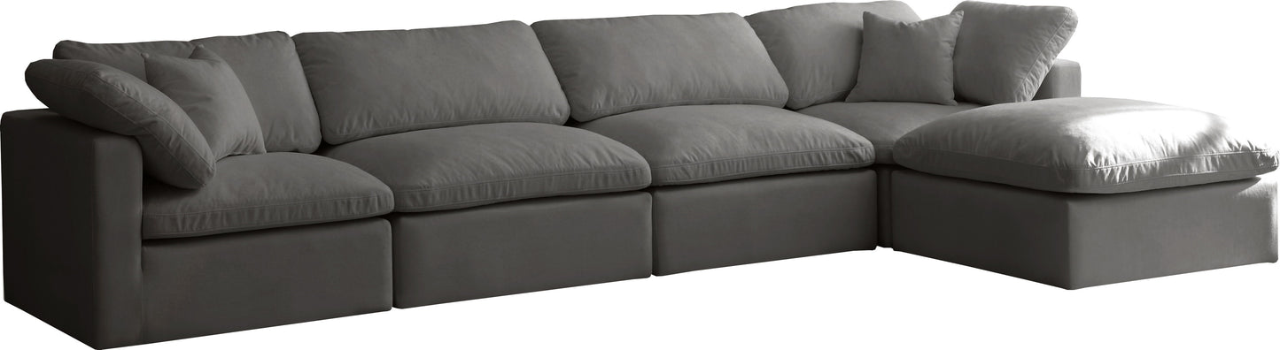 Plush - Velvet Standart Comfort Modular Sectional 4 Piece - Grey - Fabric