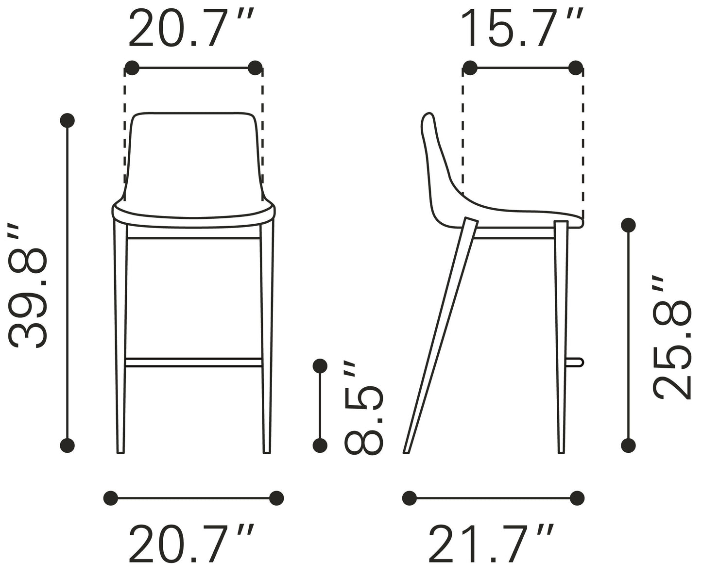 Magnus - Counter Chair (Set of 2) - Dark Gray / Black