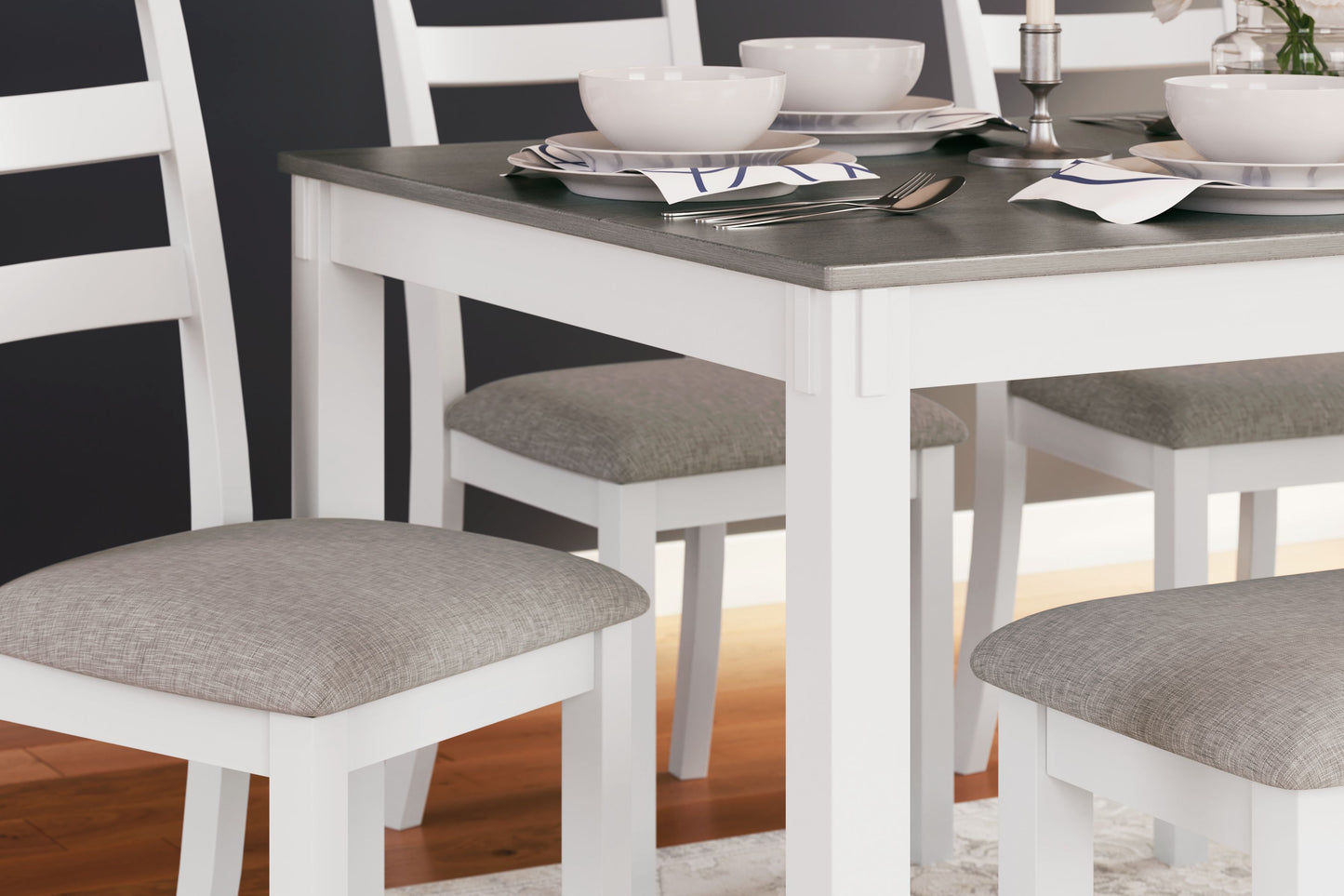 Stonehollow - Rectangular Drm Table Set (Set of 6) - White / Gray