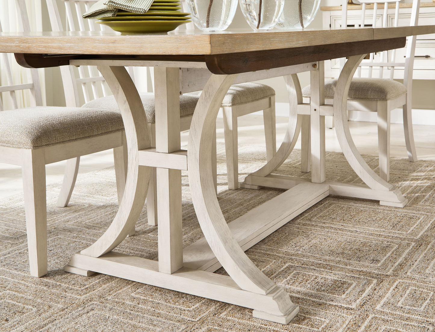 Shaybrock - Rectangular Dining Room Extension Table - Antique White / Brown