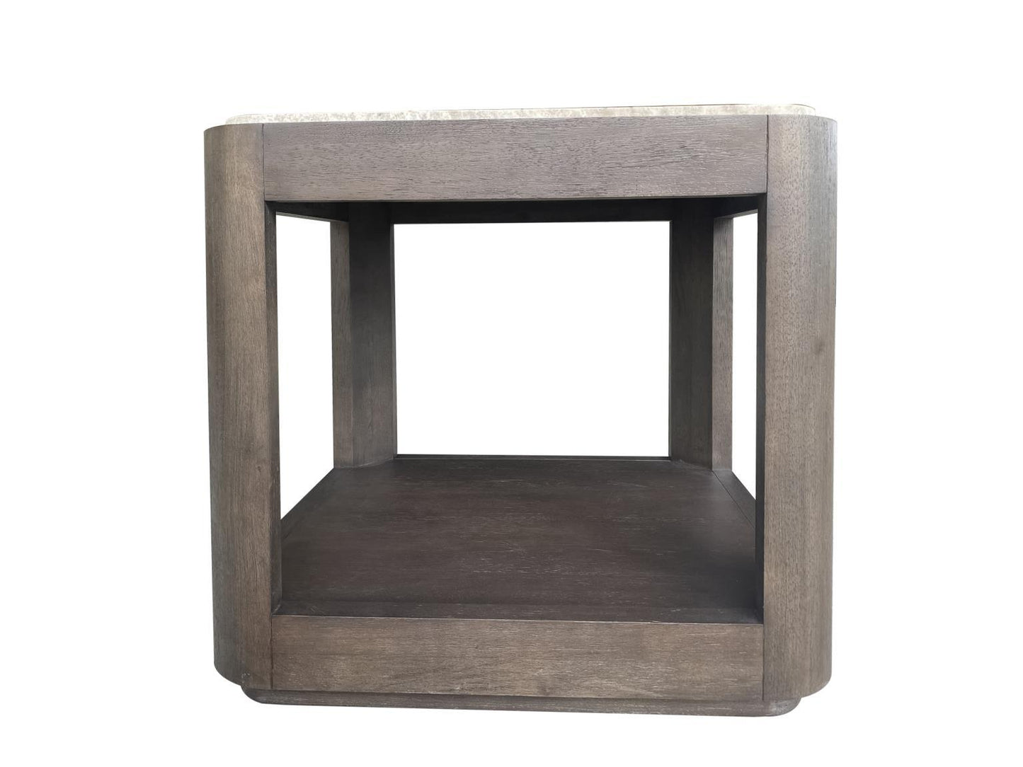 Lancia - Rectangular End Table With Stone Top - Charred Oak