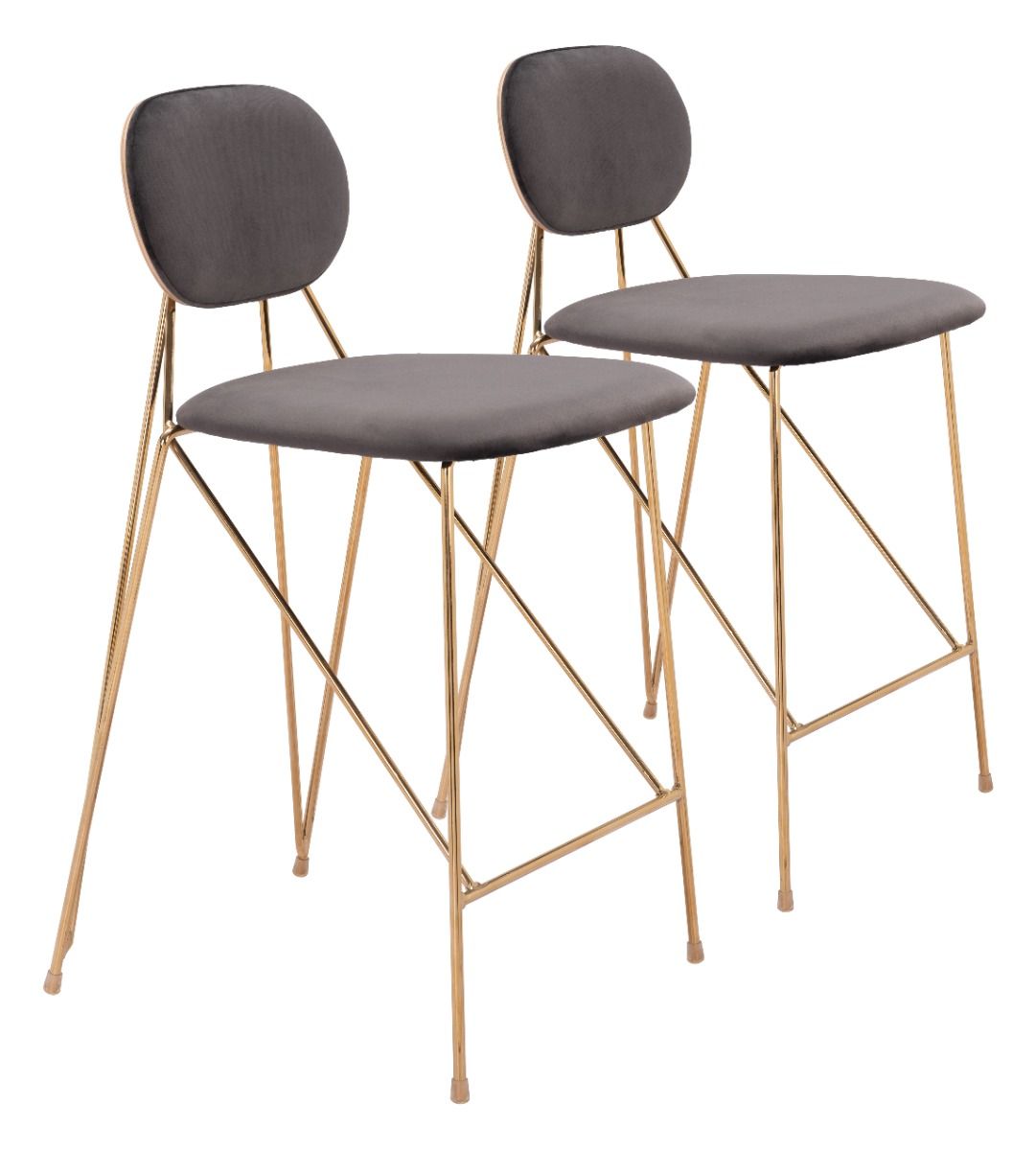 Georges - Counter Stool (Set of 2) - Gray / Gold