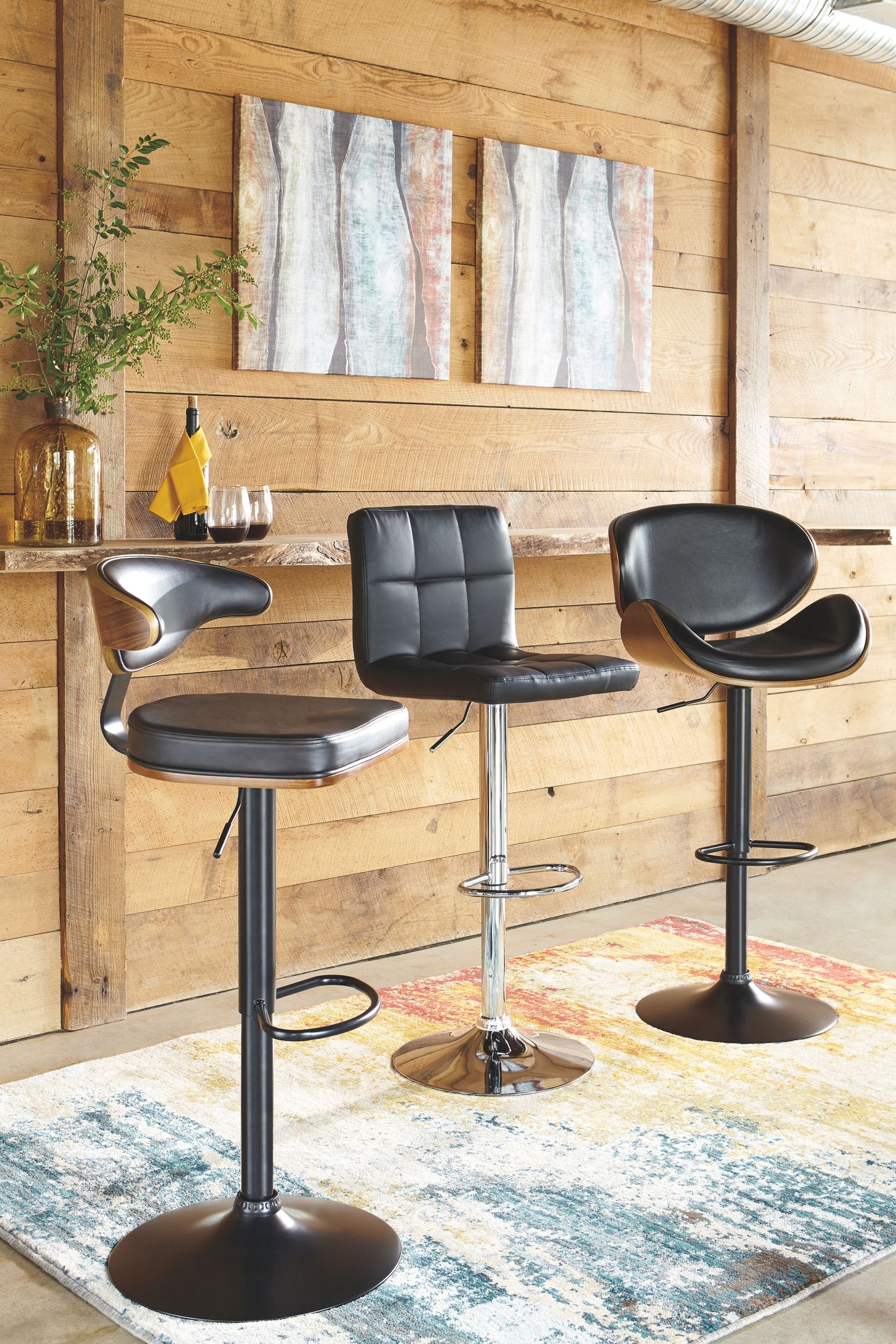 Bellatier - Brown / Black - Tall Uph Swivel Barstool