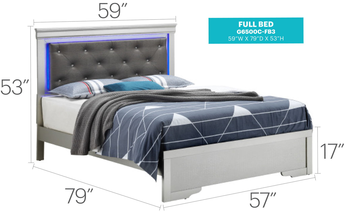 Glory Furniture - Lorana - Bed With LED Headboard