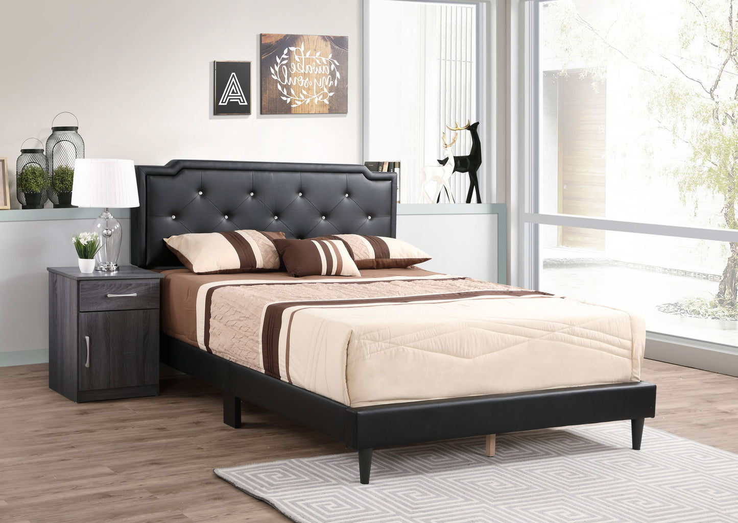 Glory Furniture - Deb - Faux Crystals Tufted Bed