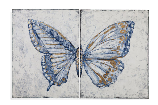 Blue Butterfly Canvas Art - Blue