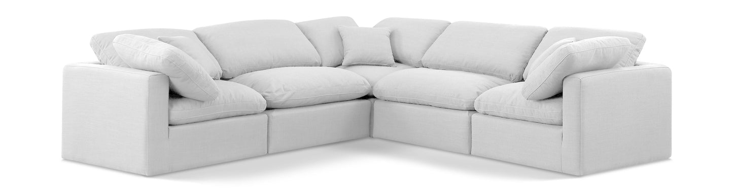 Indulge - Linen 5 Piece Modular Corner Sectional - White