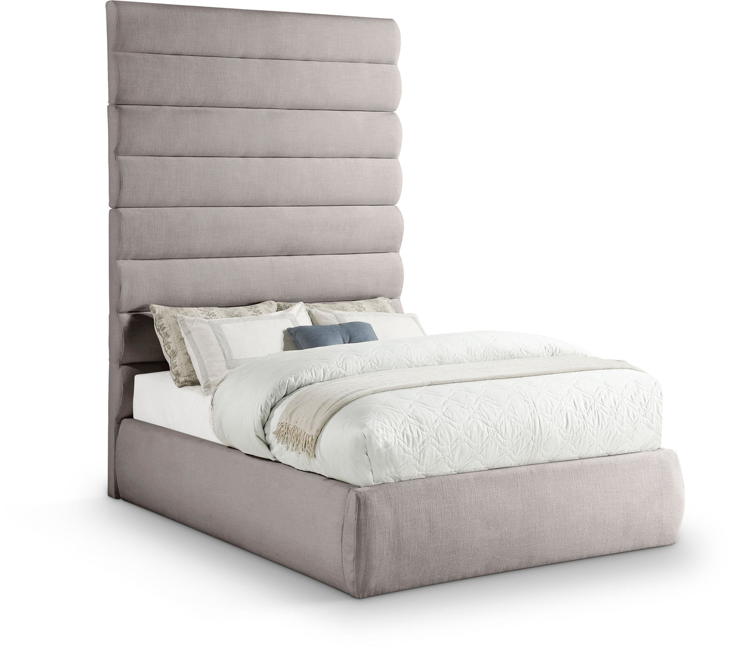 Adam - Linen Fabric Bed With 89" Headboard