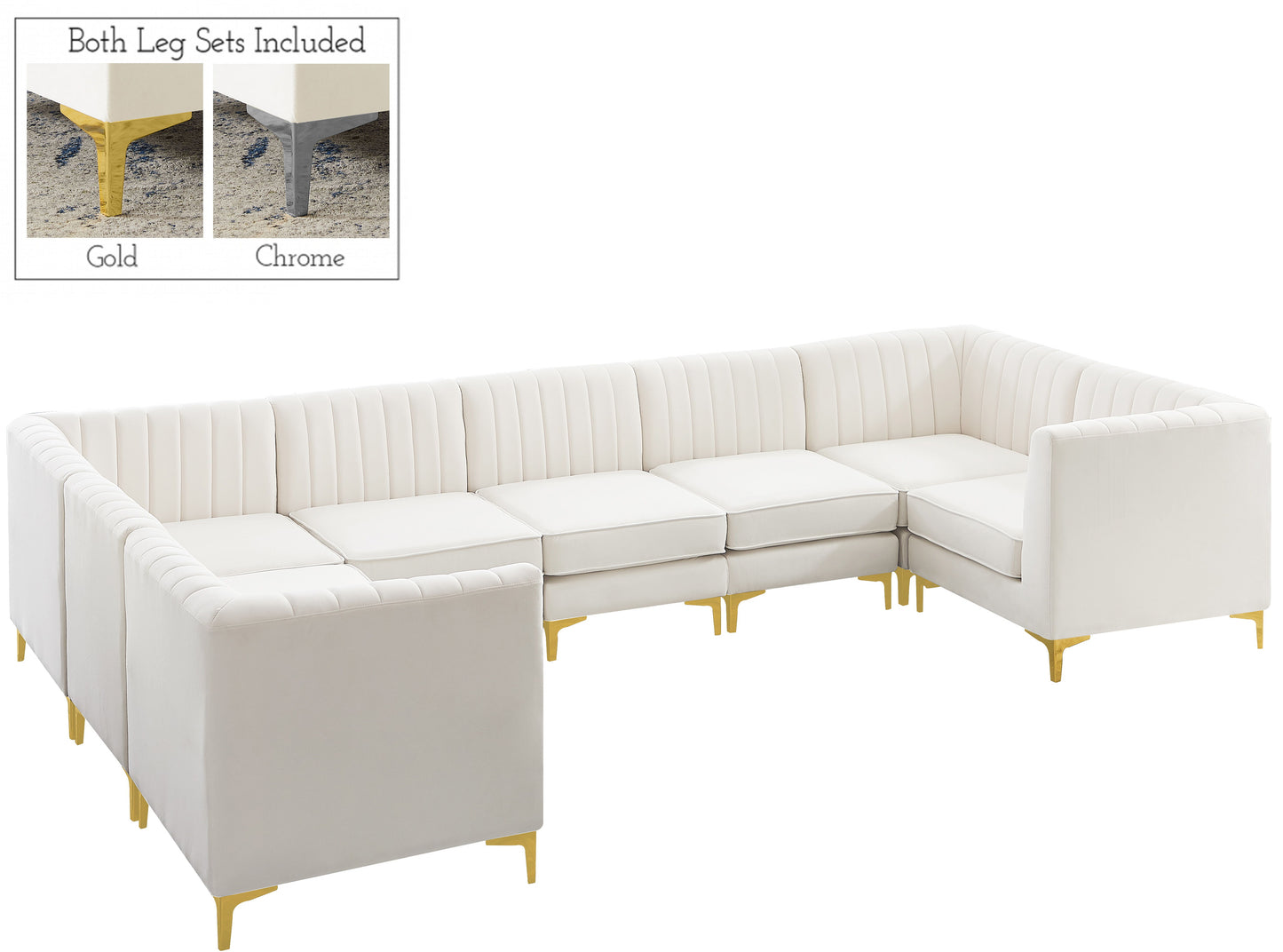 Alina - Modular Sectional 8 Piece - Cream - Fabric