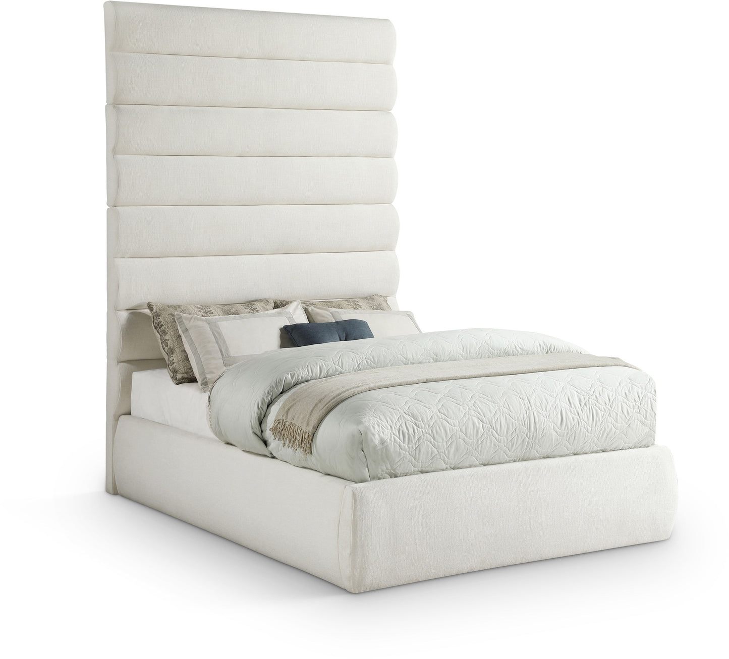 Adam - Linen Fabric Bed With 89" Headboard