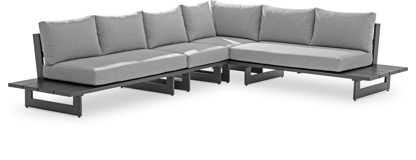 Maldives - 4 Piece Water Resistant Outdoor Patio Modular Sectional With Gray Base