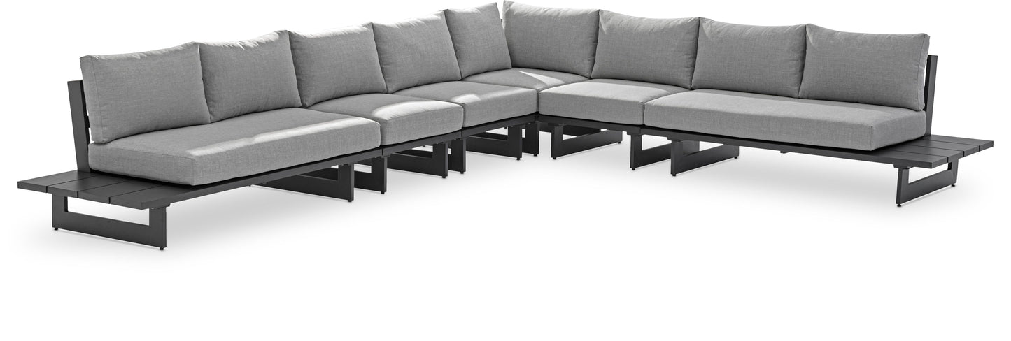Maldives - 6 Piece Water Resistant Outdoor Patio Modular Sectional With Gray Base