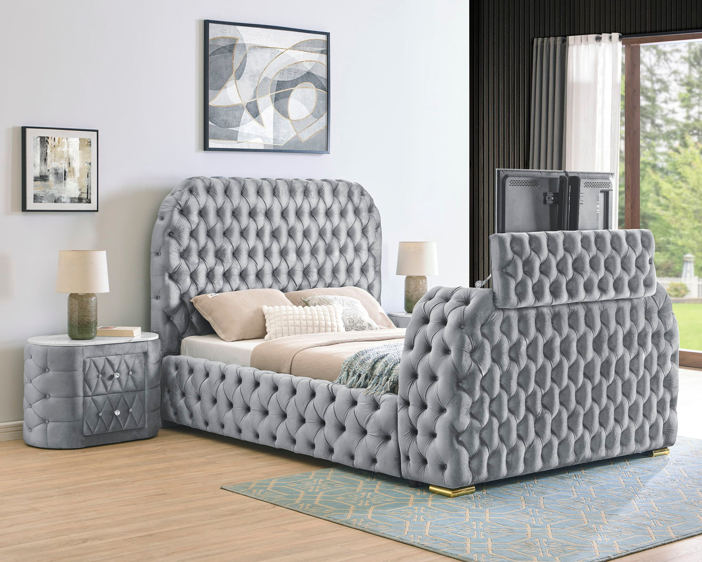 Natalia - Upholstered Bed With Decking Board Set