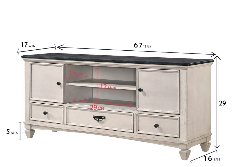 Sawyer - TV Stand - Antique White