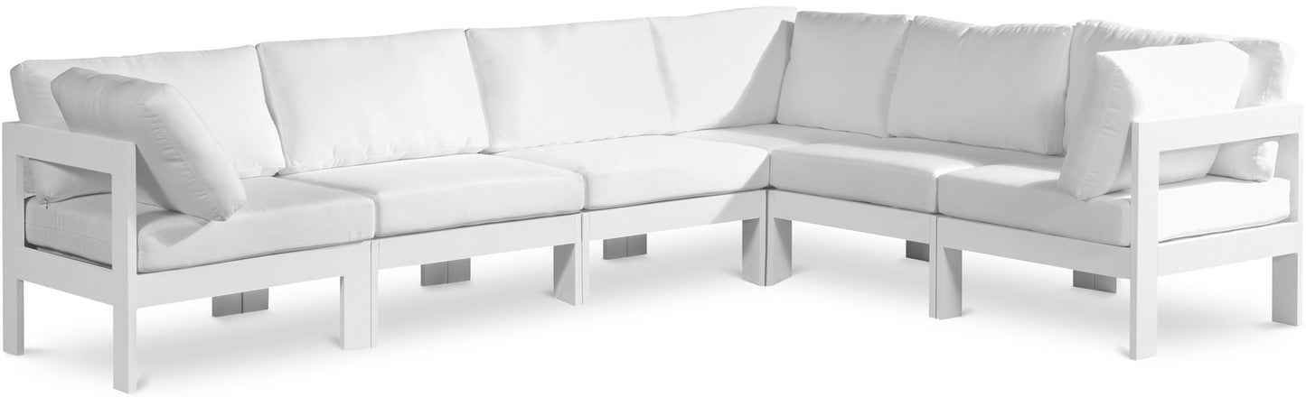 Nizuc - Outdoor Patio 6 Piece Modular Sectional With White Frame
