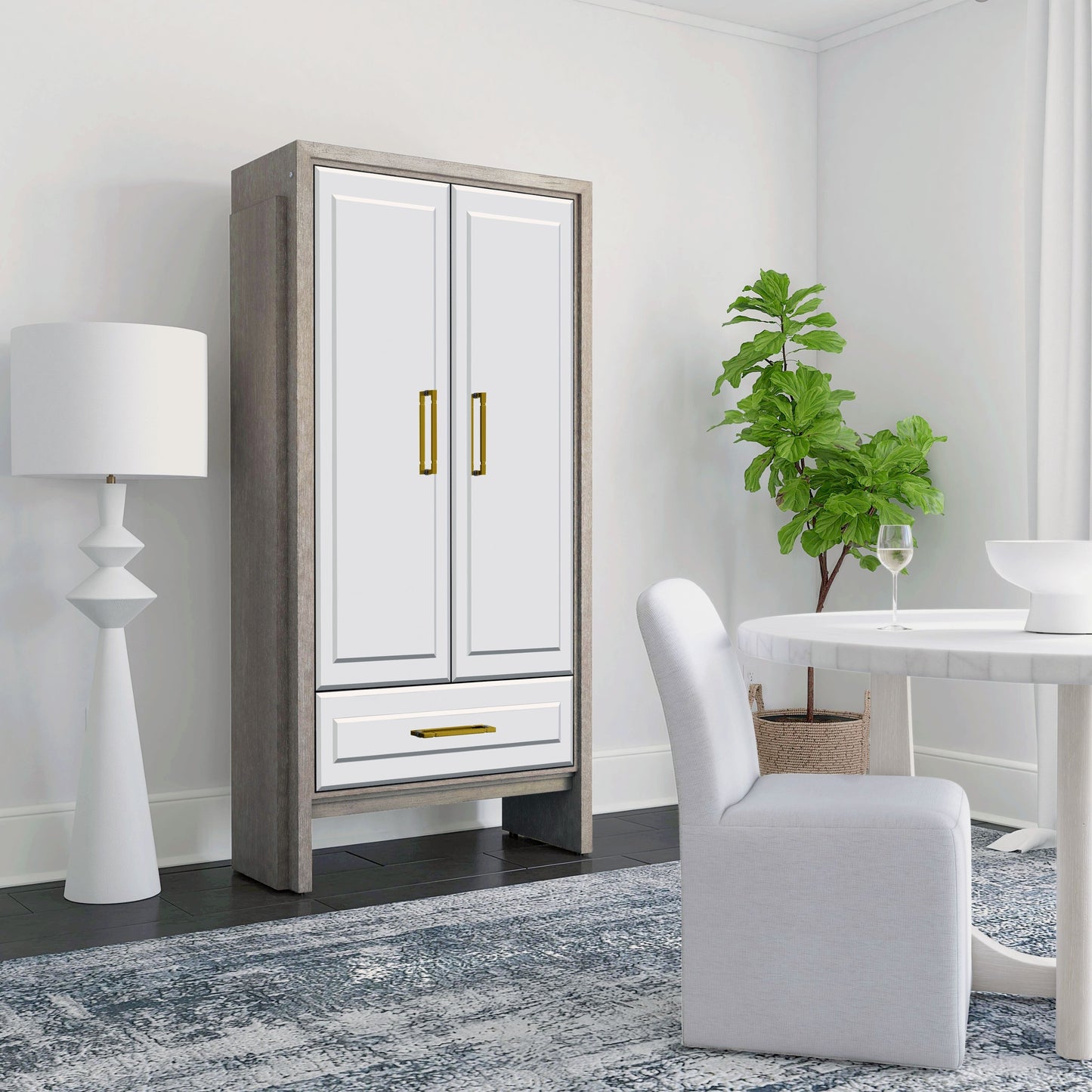 Lansing - Tall Bar Cabinet - Cerused Gray Oak