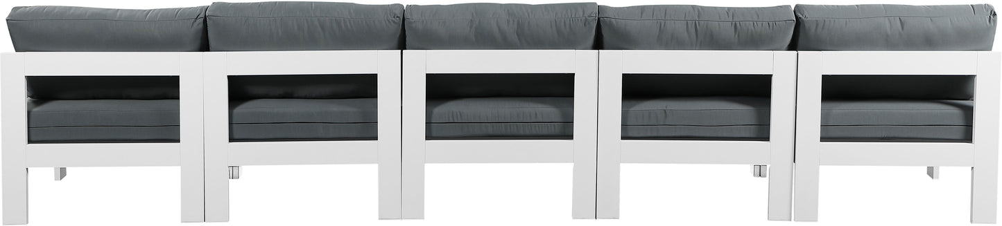 Nizuc - Outdoor Patio 5 Seat Modular Armless Sofa With White Frame