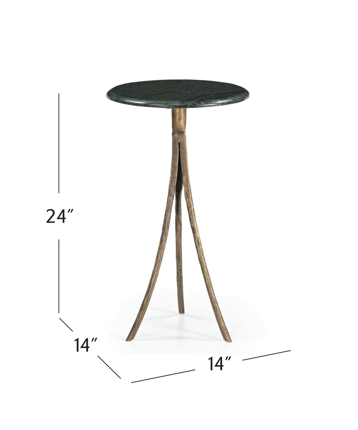 Milo - Accent Table - Antique Brass / Green Marble