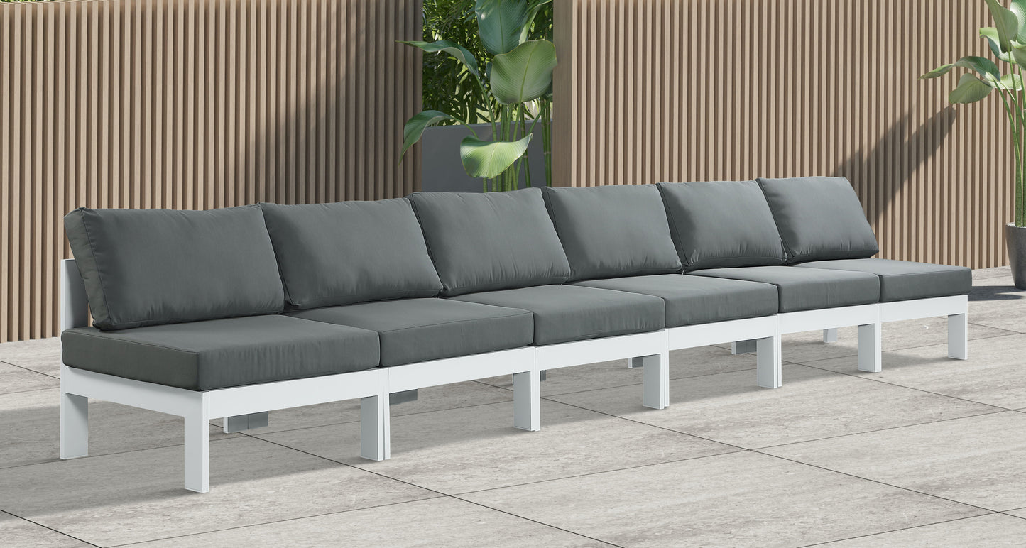 Nizuc - Outdoor Patio 6 Seat Armless Modular Sofa With White Frame
