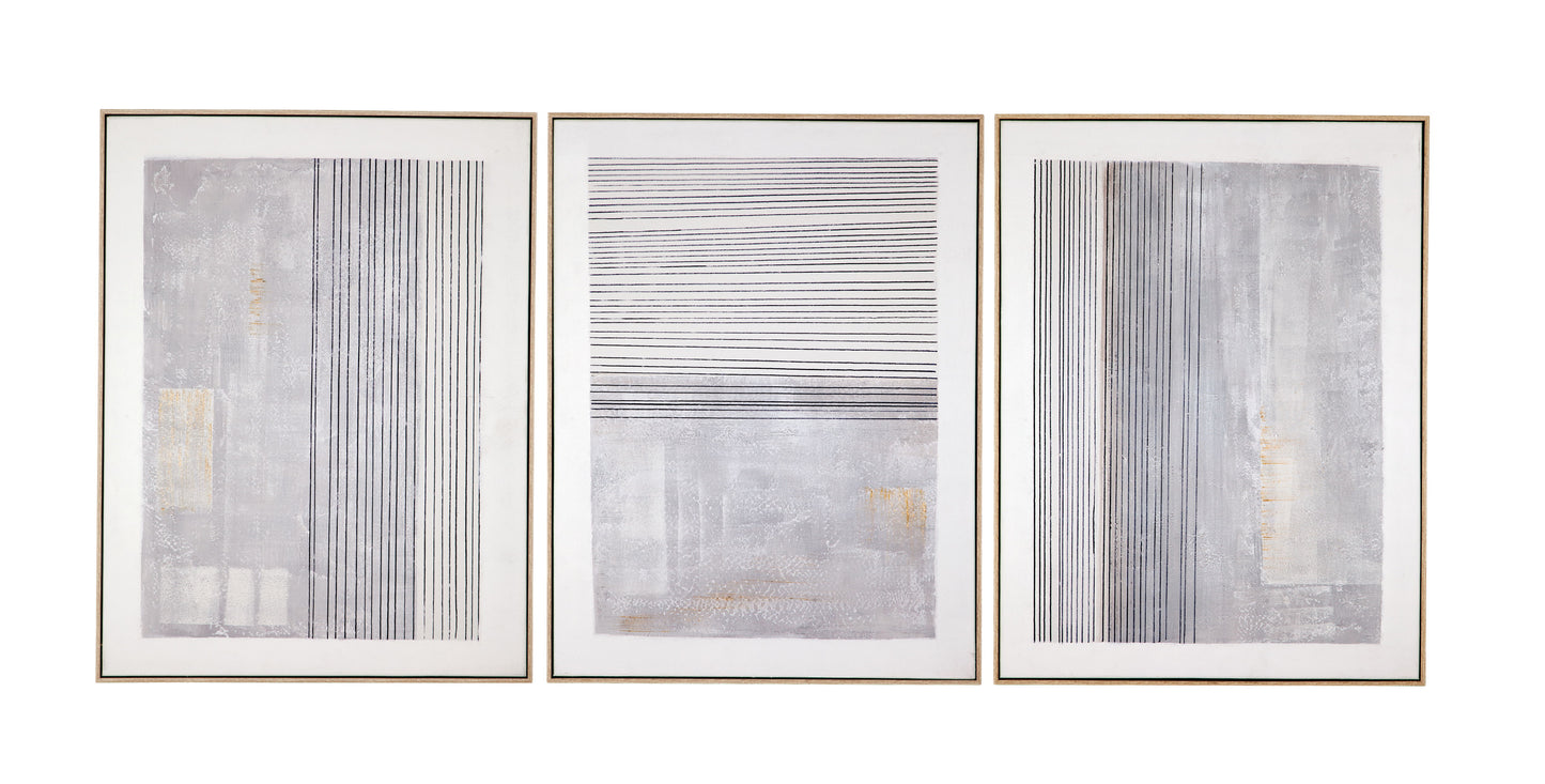 Razi Framed Canvas (Set of 3) - Gray