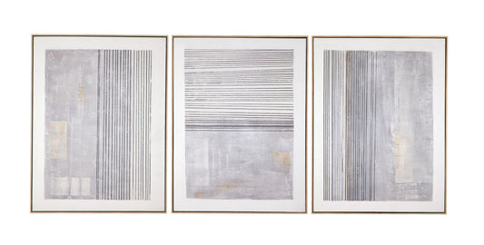 Razi Framed Canvas (Set of 3) - Gray
