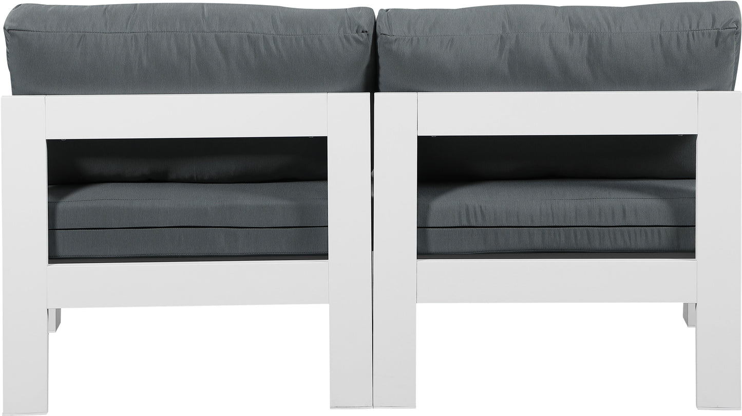 Nizuc - Outdoor Patio 2 Seat Armless Modular Sofa With White Frame
