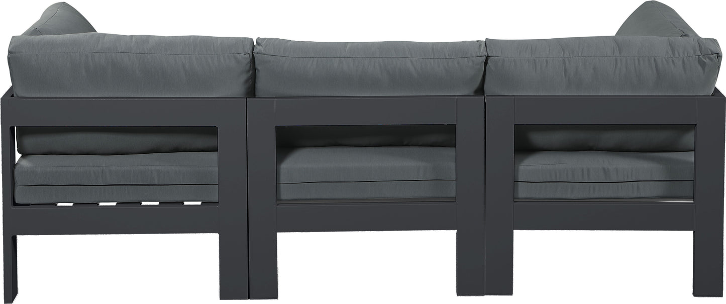 Nizuc - Outdoor Patio 3 Seat Modular Sofa With Gray Frame