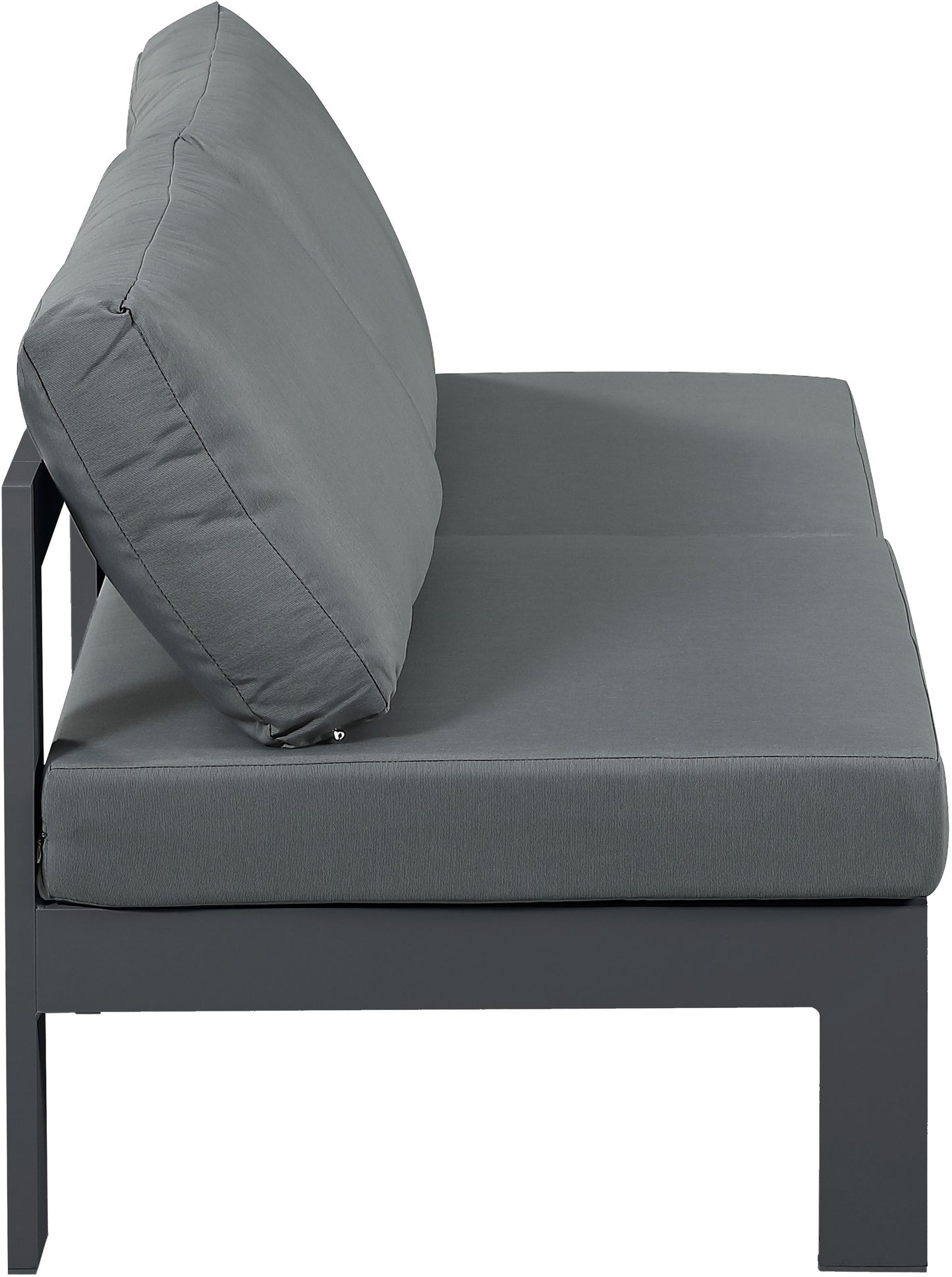 Nizuc - Outdoor Patio 2 Seat Armless Modular Sofa With Gray Frame