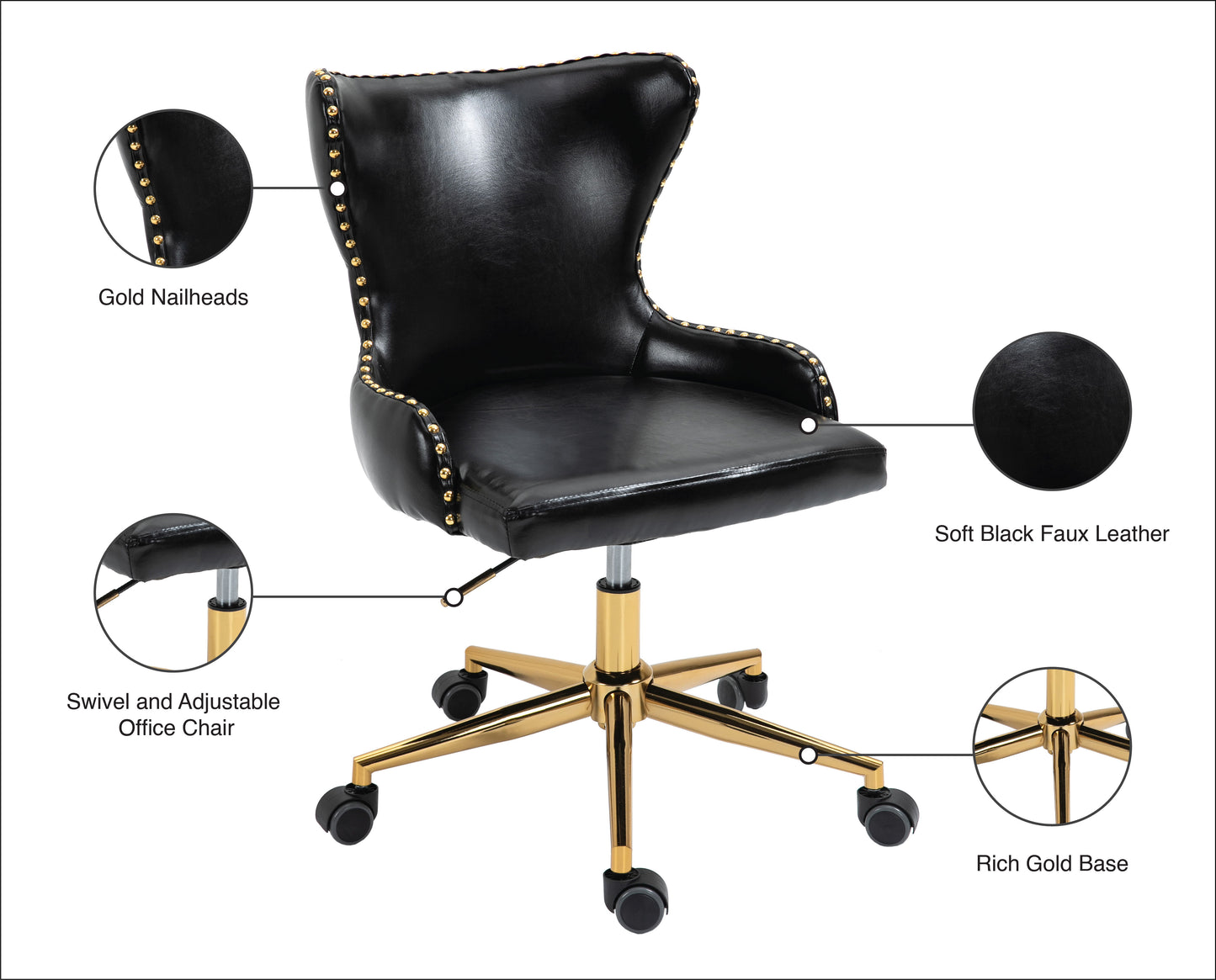 Hendrix - Office Chair with Gold Legs