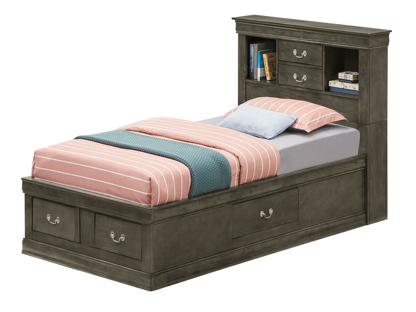Glory Furniture - Louis Phillipe - Bookcase Storage Bed