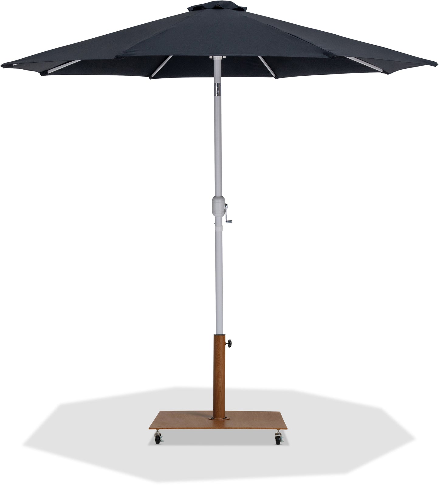Fiji - Aluminum Patio Umbrella With Square Teak And White Base
