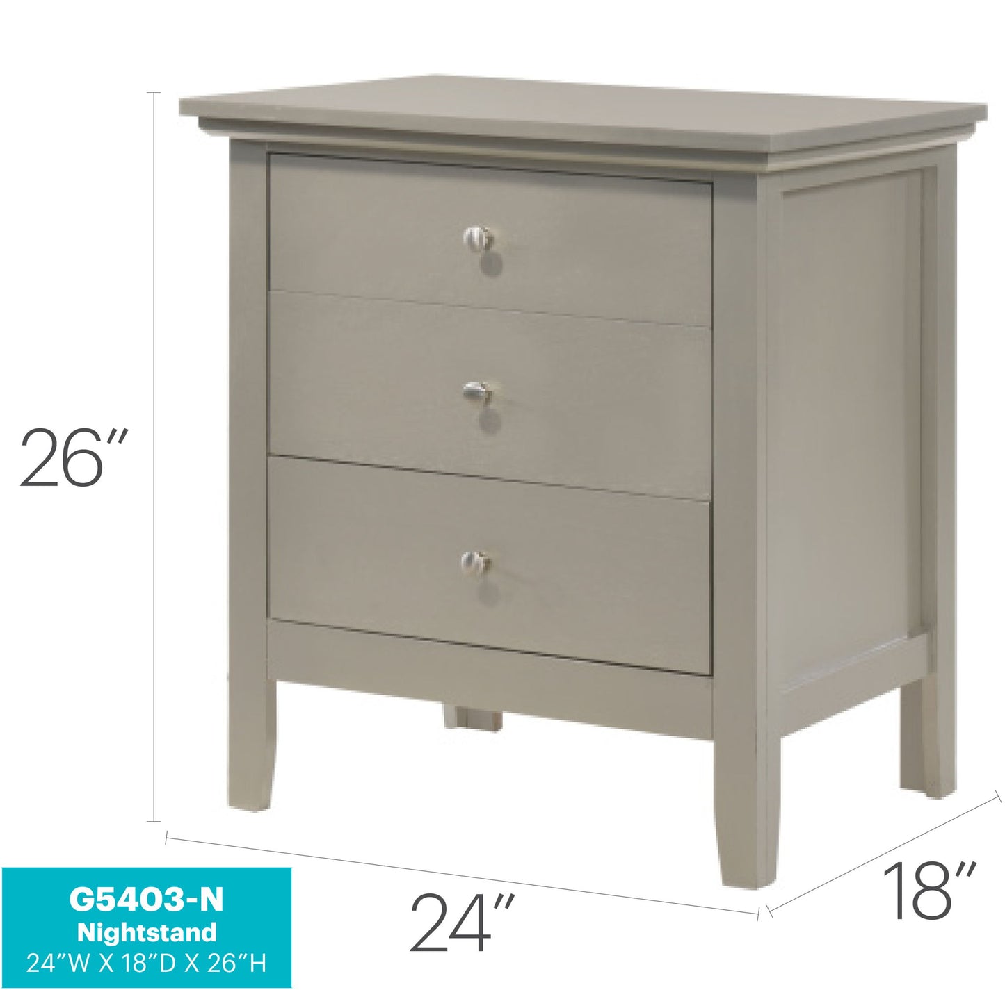 Glory Furniture - Hammond - 3 Drawer Nightstand