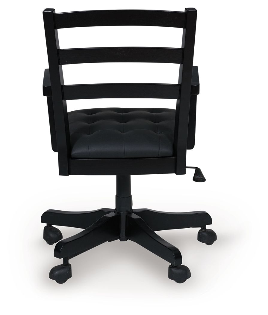 Wildenauer - 4 Pc. - Home Office Desk And Return, Swivel Desk Chair, Bookcase - Brown / Black