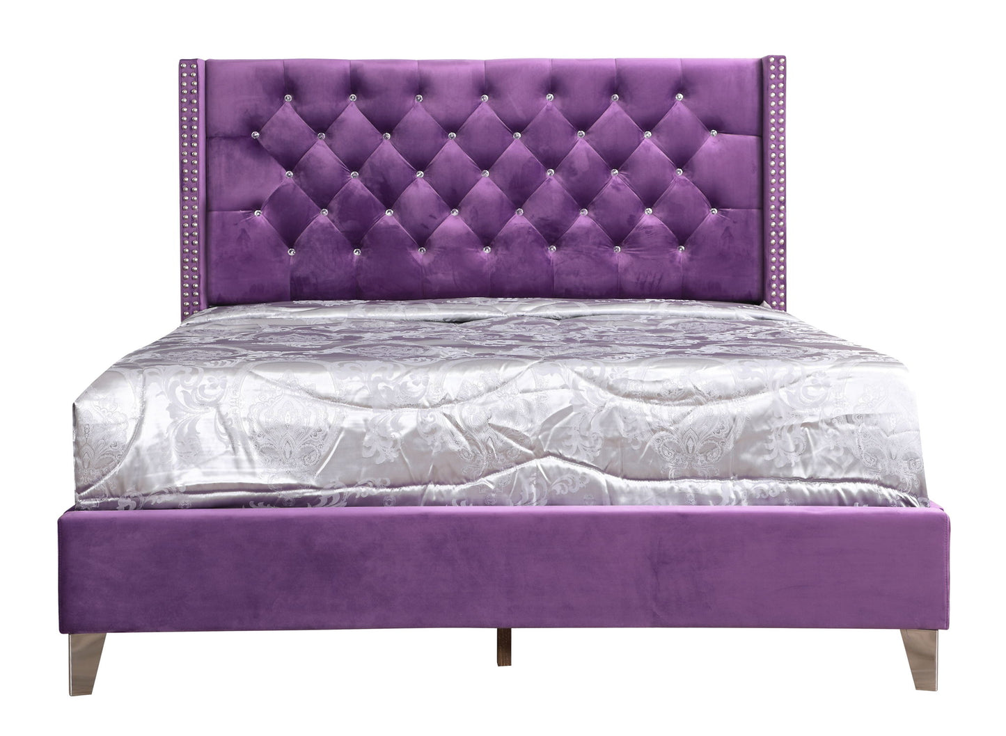Glory Furniture - Julie - Faux Crystals Tufted Upholstered Bed
